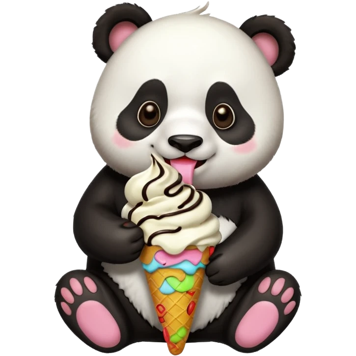 Panda eating ice cream emoji