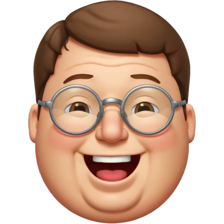 Peter Griffin as a classic emoji, laughing, eyes closed, round face, glasses emoji