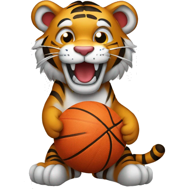 Tiger holding a basketball emoji