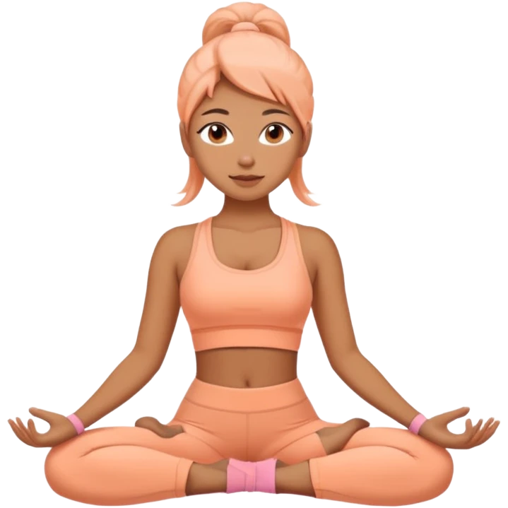 Girl in peach colored yoga outfit  emoji