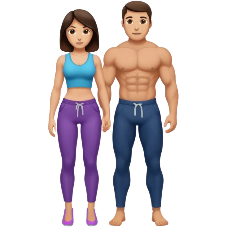 topless big boobs brunette woman unzipping muscular man's pants emoji
