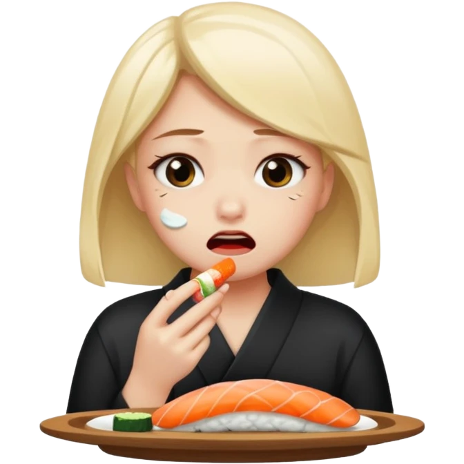 Girl sad eat sushi cry  emoji