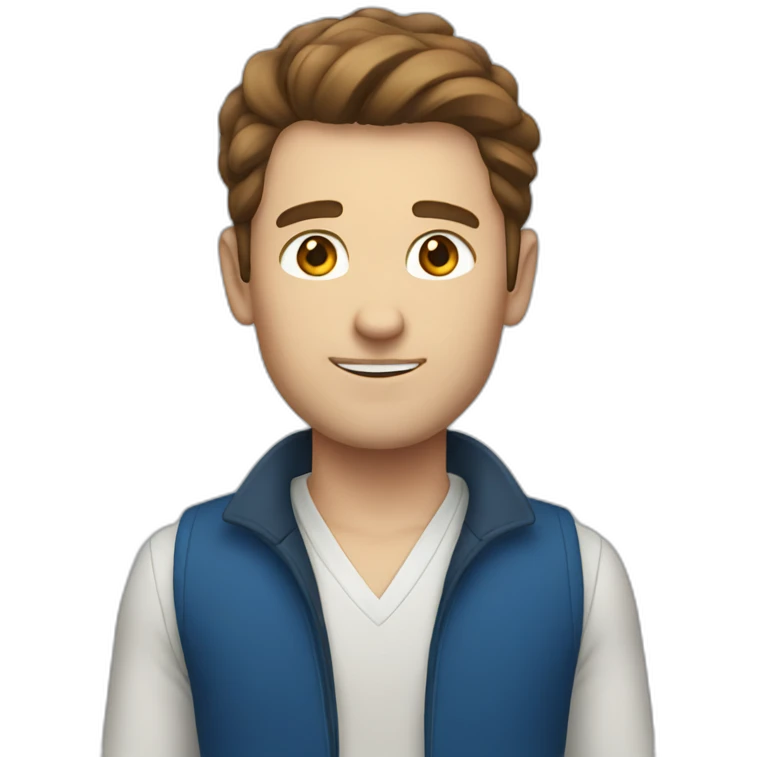 White guy with brown hair and a blue vest emoji