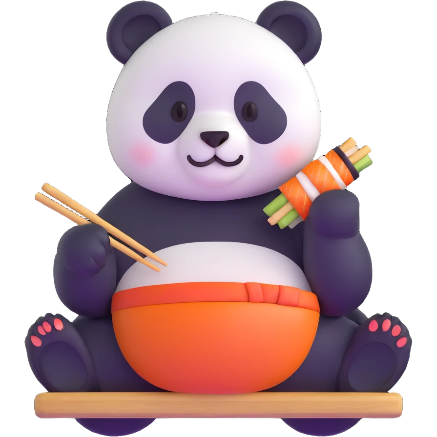 panda eating sushi emoji