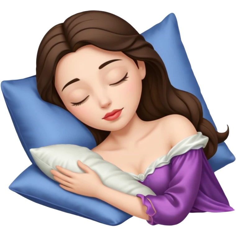 sleeping beauty brunette white girl with a silk pillow emoji
