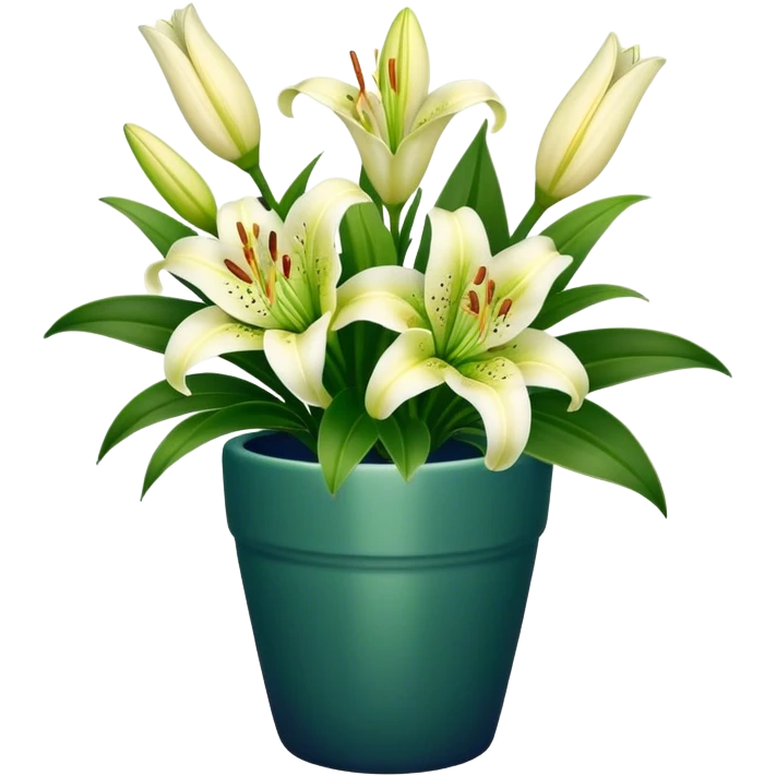 navy bouquet of Lily flower in green pot emoji