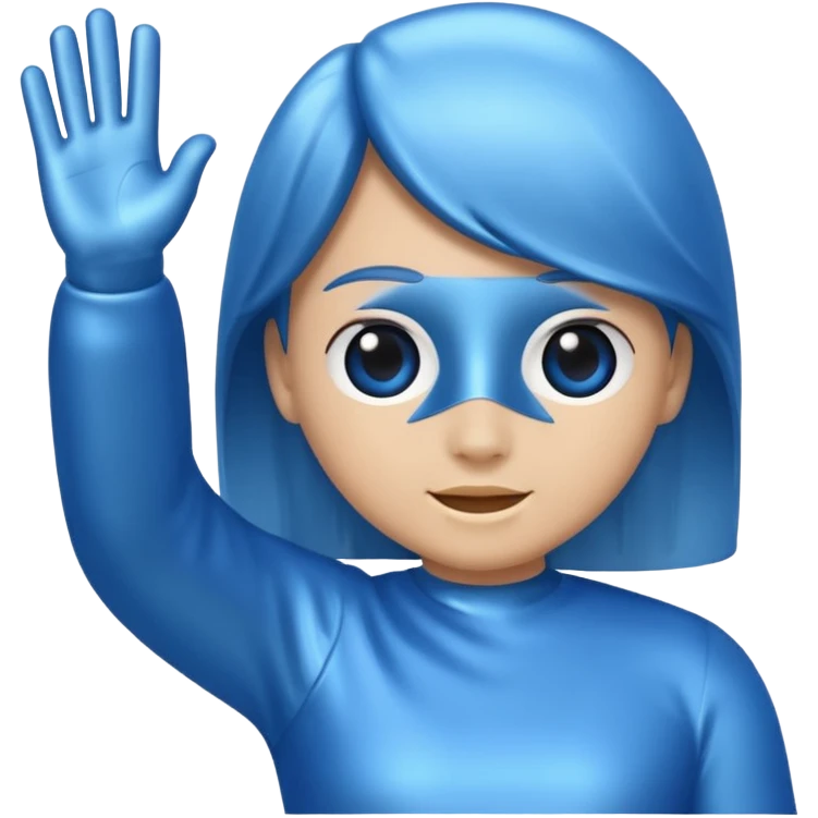 a blue 67 waving its hands emoji