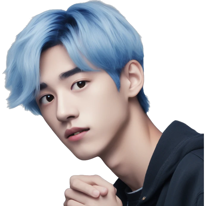 Txt Soobin with blue hour blue hair emoji
