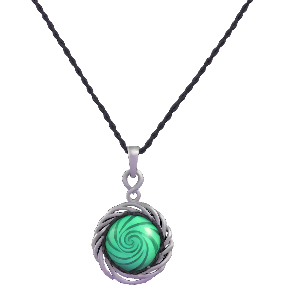 Moana's necklace with heart of Te Fiti green spiral stone emoji