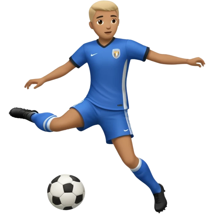 Can you generate an Apple style emoji of a Rabona soccer shot. A rabona shot is when a player strikes the ball with his kicking foot wrapping around his standing leg emoji