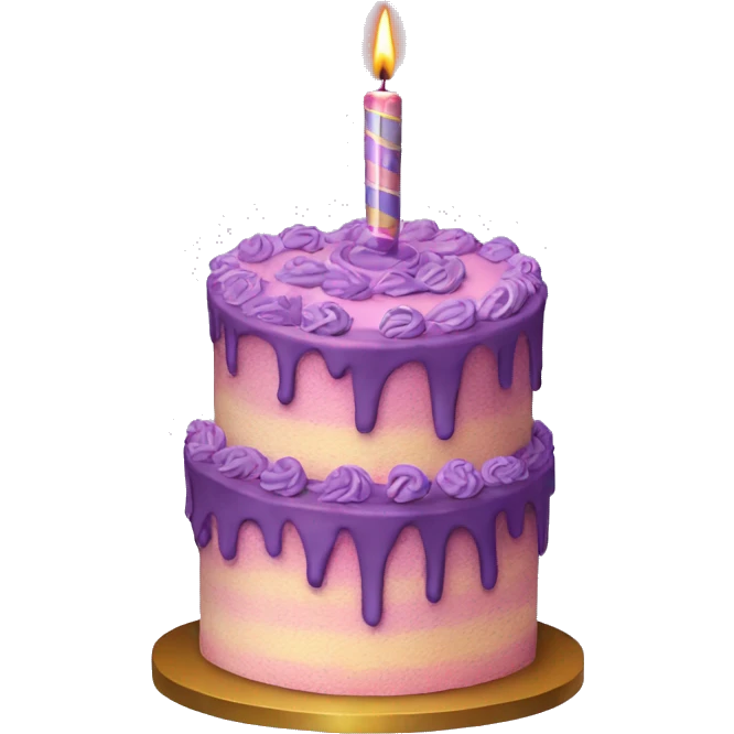 Aesthetic purple birthday cake with a 15 emoji