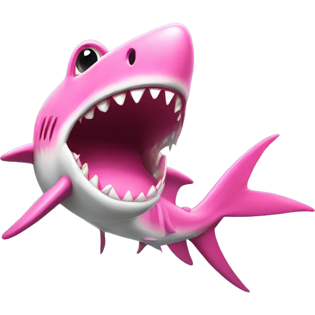 Tiburón de color rosa con sombrer de playa emoji