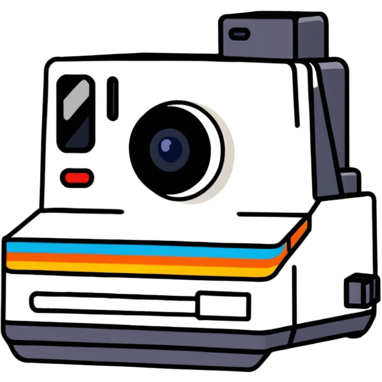Polaroid instant film camera with developing photo coming out emoji