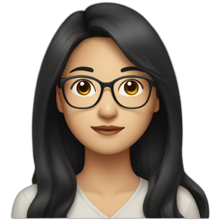 asian woman 32 years old with long black hair and glasses emoji