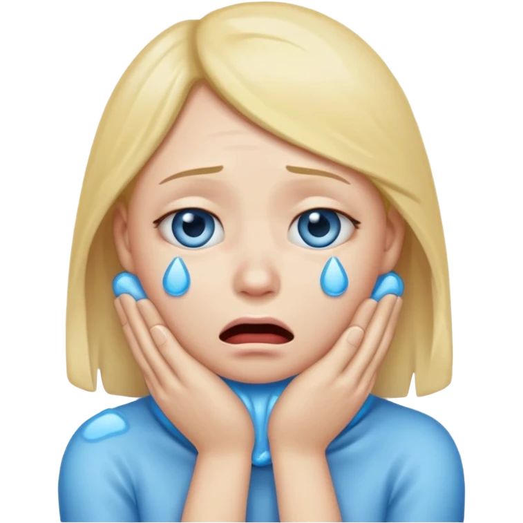 Plain crying emoji with two hands rapped around neck emoji