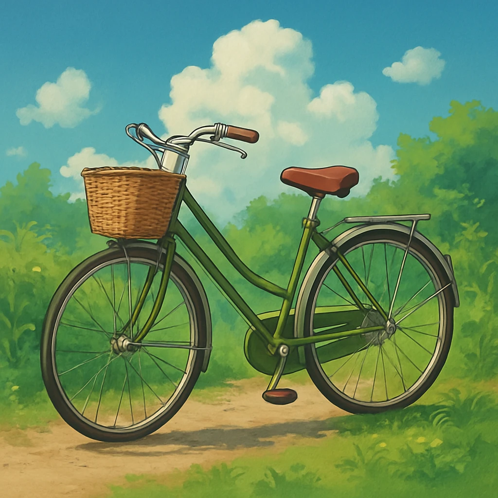 a bicycle in ghibli style emoji