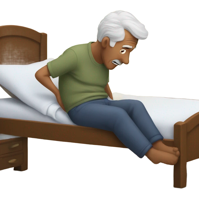 A grandpa falling out of his bed emoji