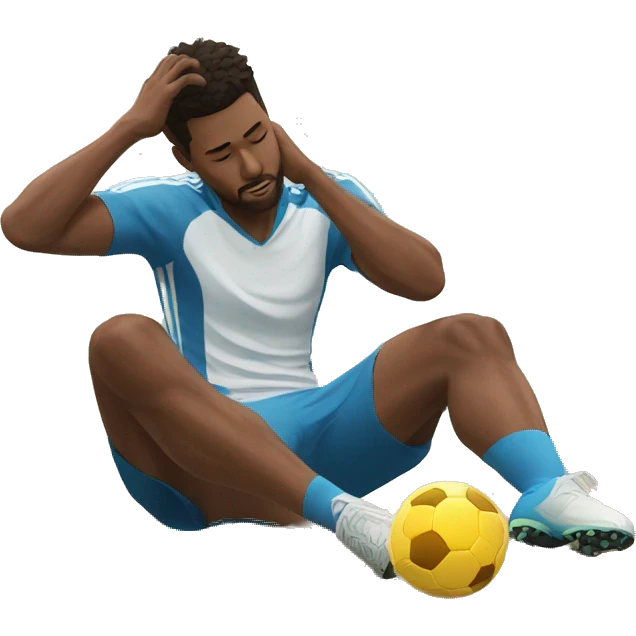 soccer player sitting on the floor holding his knee in pain emoji