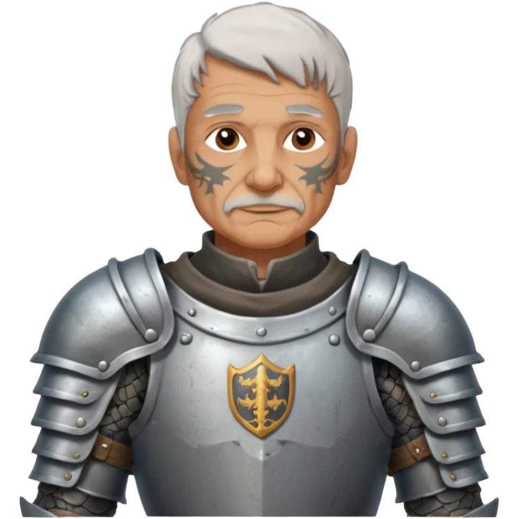 elderly tattooed knight, tattooed shoulder emoji