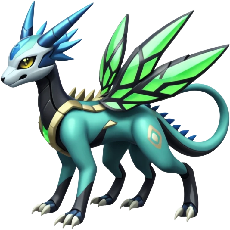  Exotic Futuristc Meloetta-Zygarde-Zeraora-Protogen-Dialga-Electrike-Palkia-hybrid-fusion-Fakémon-creature, full body emoji