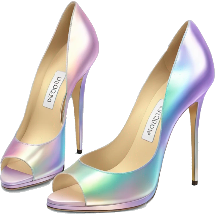 Realistic isolated top view of a pair of pastel  iridescent Jimmy Choo stiletto high heel shoes.  emoji