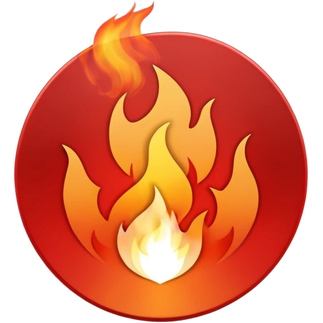 A minimalist CD disc with a subtle fire design, red flames emoji