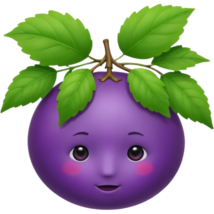 A Purple Berry With No Face In A Bush emoji