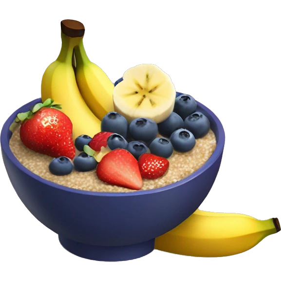 açai bowl with banana, blueberries and strawberries as toppings emoji