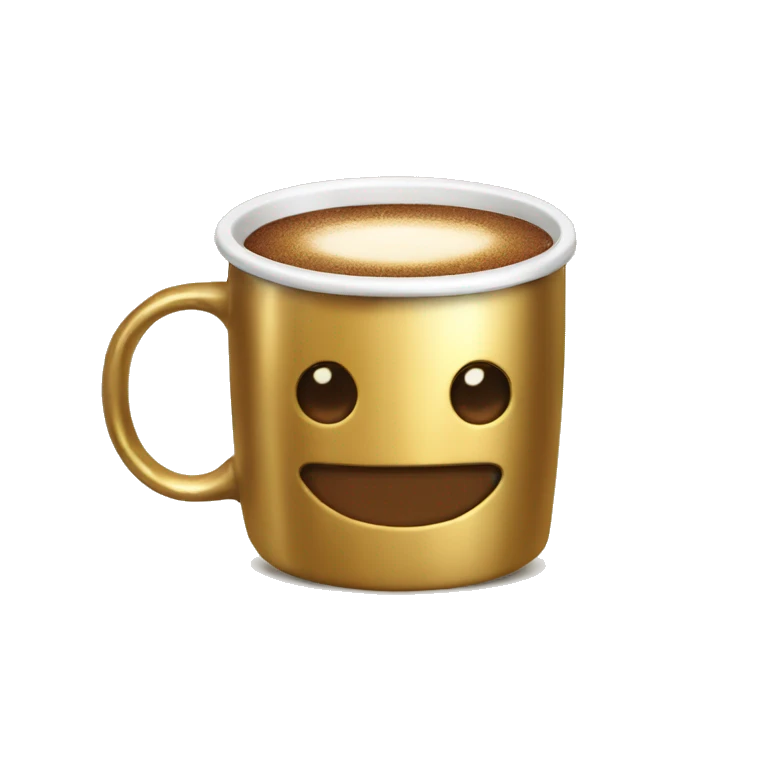 vintage Metallic Gold mug of coffe emoji