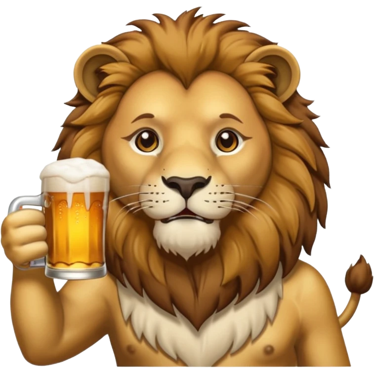 Lion with beer emoji