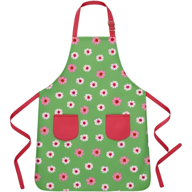 Pink green and red apron  emoji