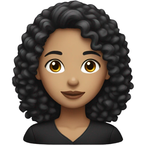 light skin woman with curly black hair black clothes emoji