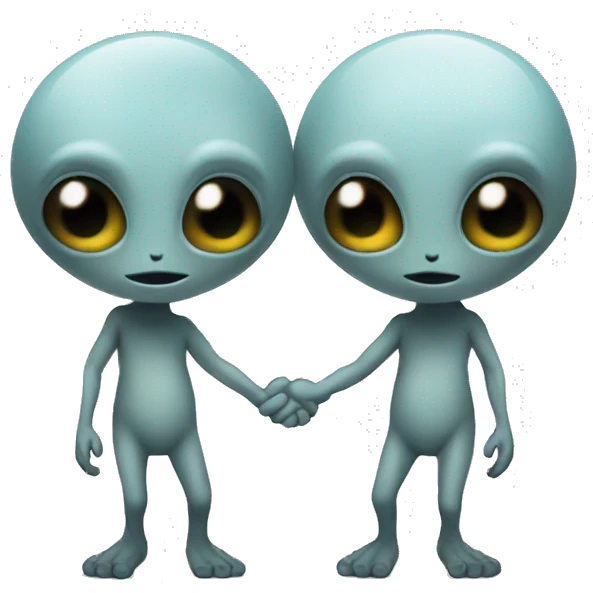 Two aliens holding hands emoji