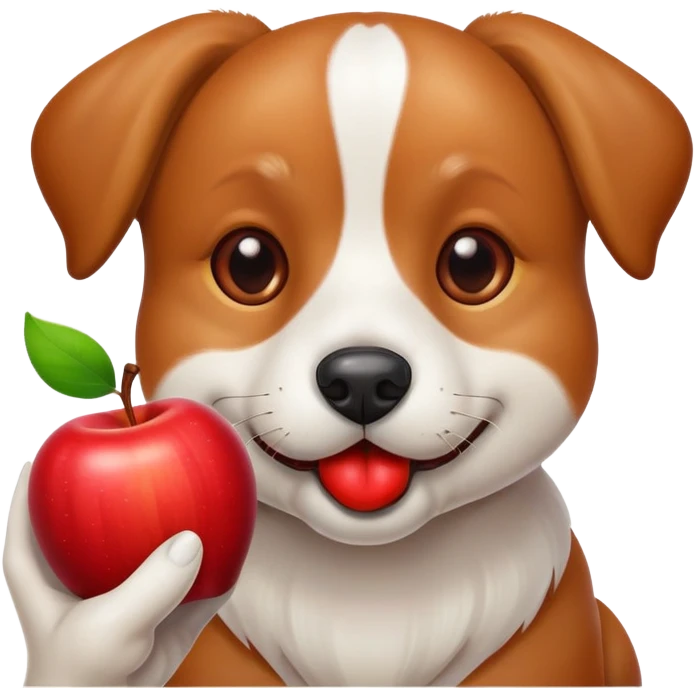 dog holding apple in mouth emoji
