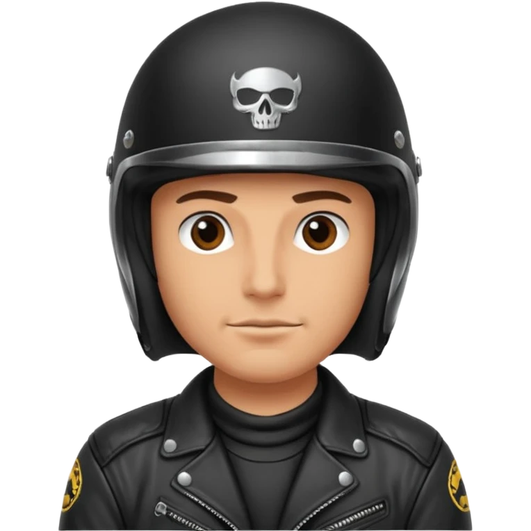 Biker in black helmet and leather jacket emoji