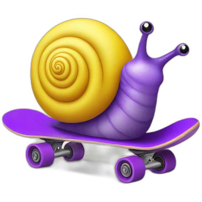 purple snail on a yellow skateboard emoji