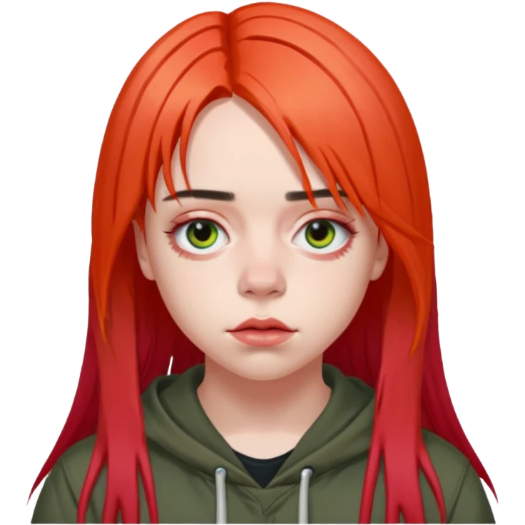 Billie ellish with red roots emoji
