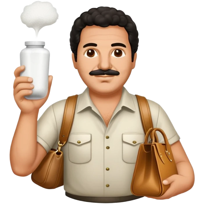 Pablo escobar happy with a bag of powder in his hand emoji