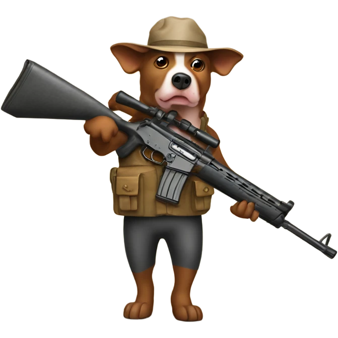 Hog dog carrying a rifle emoji