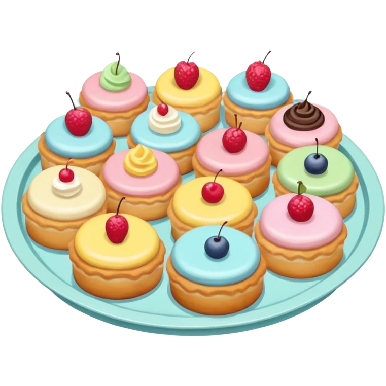 party pastries tray pastel colors emoji