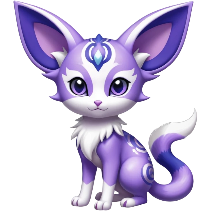Shiny Exotic Cute Adorable Majestic Espeon-Mew-Meowstic-Hybrid-Creature with pattern-markings emoji