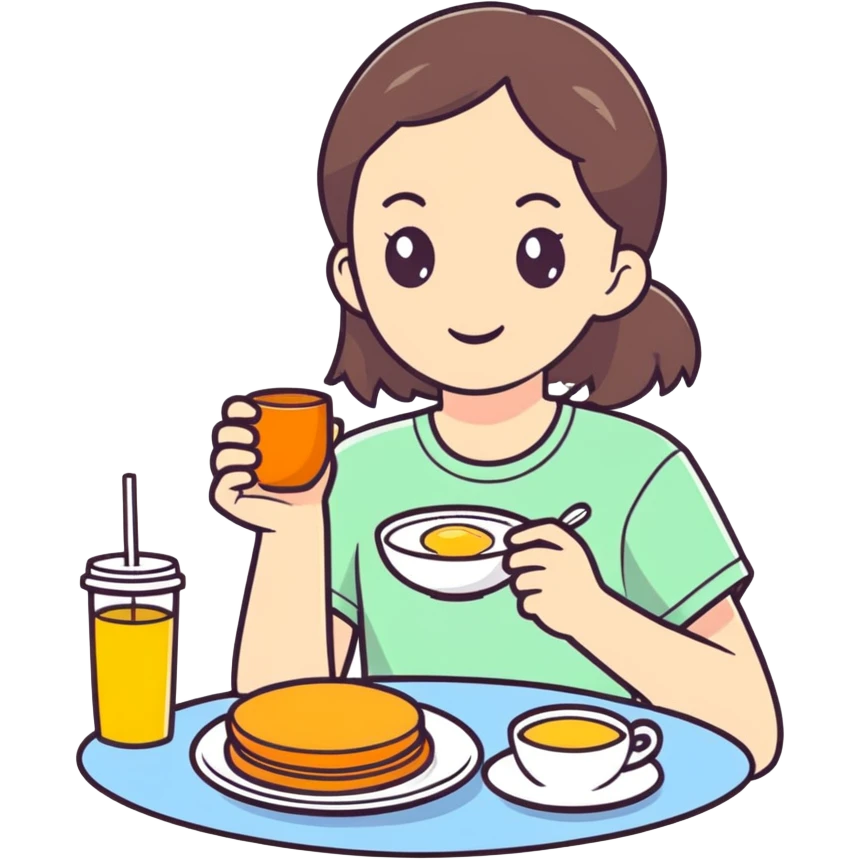 Girl with breakfast emoji
