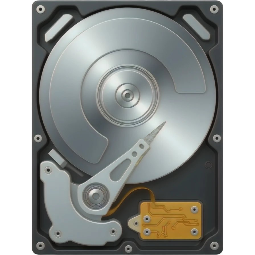 transparent synthetic brain on an hard drive emoji