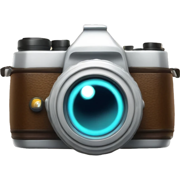 A camera with a lens glowing and a flash going off, capturing a moment. emoji