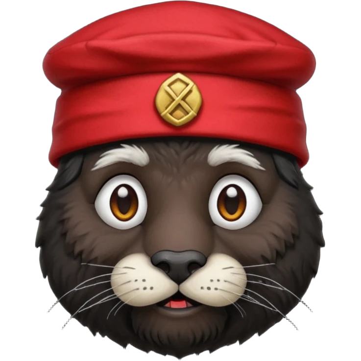 black suited old animal with red fes hat emoji