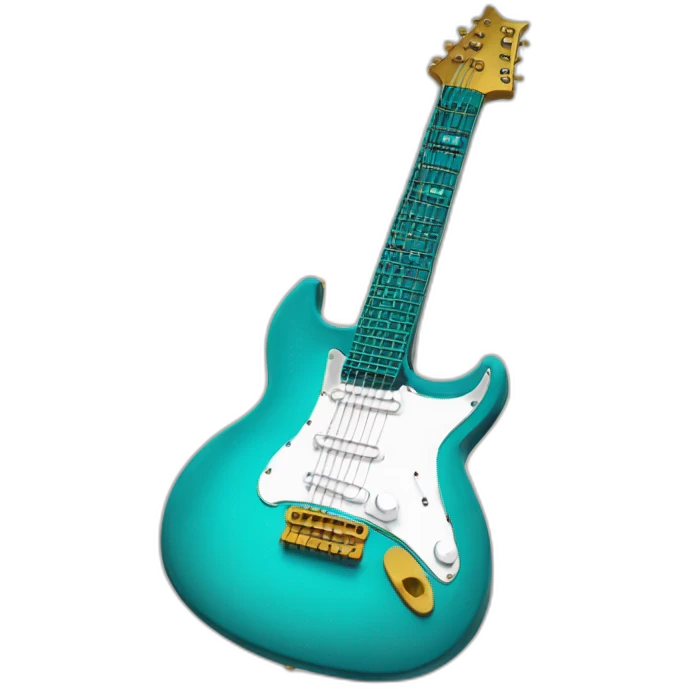 Soolking brook ;black affro cut ;turquoise electric guitar;golden crown ;skeletal face emoji