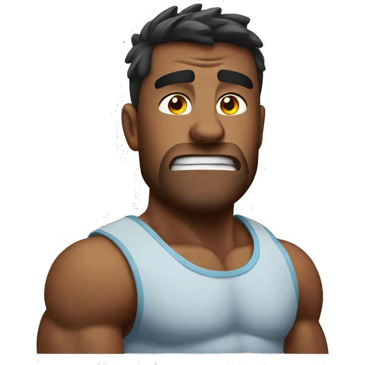 Muscular man crying emoji