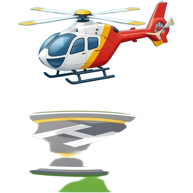 heliport with 'H' on pad and helicopter-no white border emoji