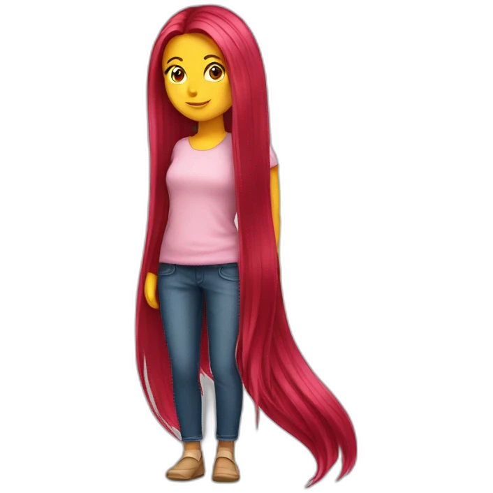 girl-long-straight-rosered-hair-follow emoji