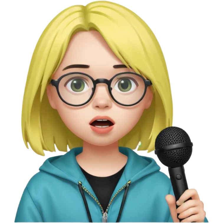 billie eilish with glasses singing  emoji
